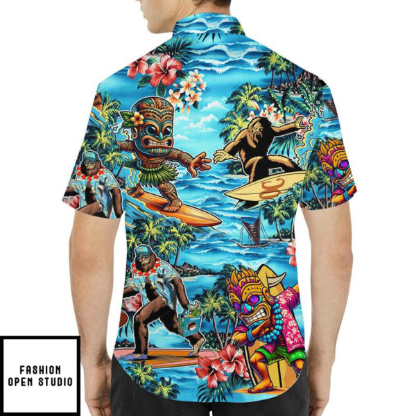 Bigfoot Tiki Surfing Hawaiian Shirt