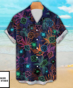 DnD Hawaiian Shirt Plants And Polyhedral Dice Shirt 2