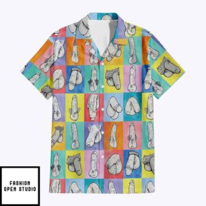 Funny Color Block Hard Big Dick Penis Hawaiian Shirt