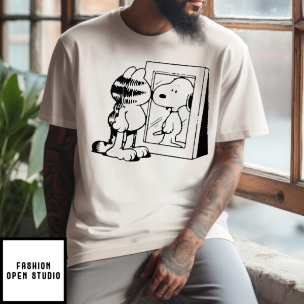 Garfield Snoopy Mirror Parody T-Shirt