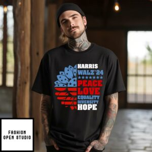 Harris Walz 2024 Peace Love Equality Diversity Hope LGBT T-Shirt