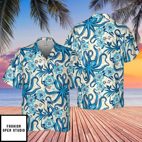 Octopus Blue Hawaiian Shirt