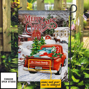 Personalized Merry Christmas Garden Flag