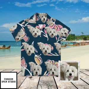 Personalized Photo Custom Dog Cat Face Holiday Tropical  Hawaiian Shirt