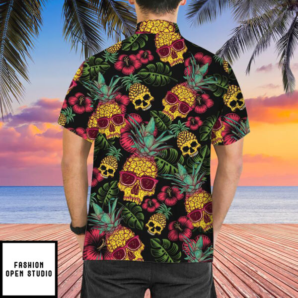 Pineapple Skull Black Hawaiian Shirt