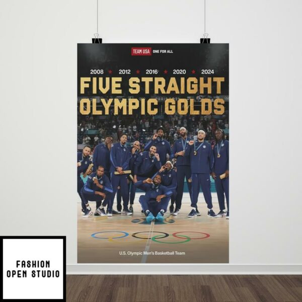 Team USA Olympic Men’s Basketball Five Straight Olympic Golds Poster