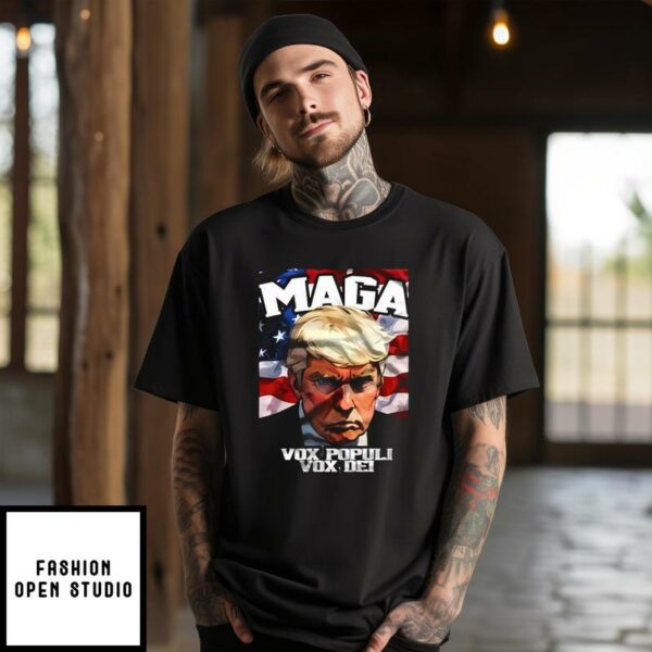 Trump Maga Mug Shot Vox Populi Vox Dei T-Shirt