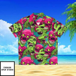 Aloha Monster Horror Tropical Shirt with Zombie Brain Pattern 2