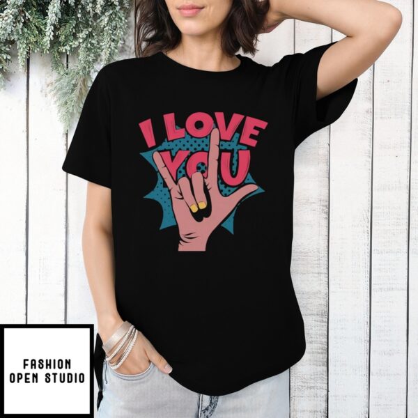 Comfort Colors I Love You T-Shirt – Sign Language Retro Design Unisex Tshirt – ASL I Love You Gift – Valentines Day