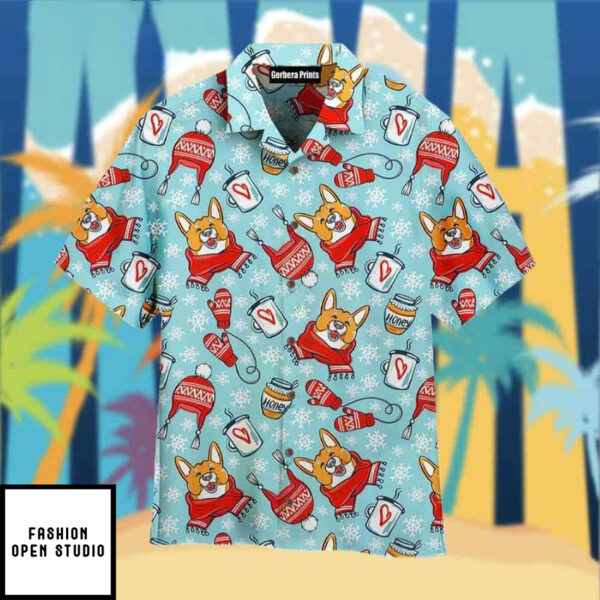 Funny Adorable Corgis Dog Merry Christmas Pattern Aloha Hawaiian Shirt