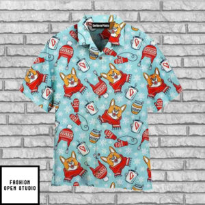 Funny Adorable Corgis Dog Merry Christmas Pattern Aloha Hawaiian Shirt 2