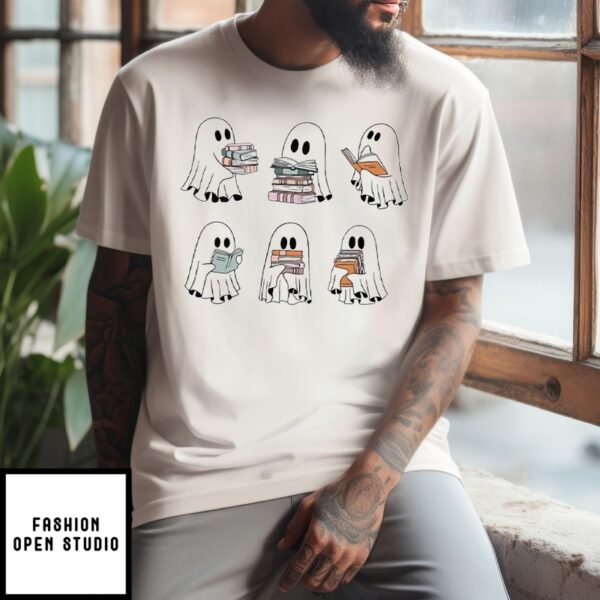 Ghosts Reading Books Halloween T-Shirt