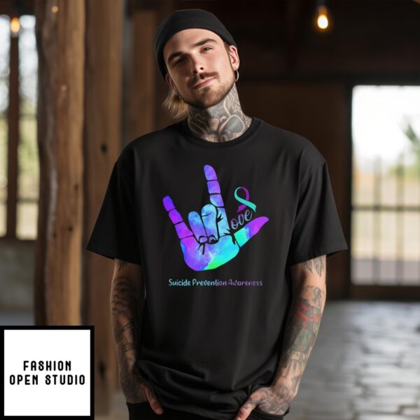 Love Suicide Prevention Awareness T-Shirt Feather Semicolon