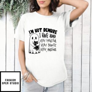 Boo Ghost Cat I’m Not Demure I Have ADHD Halloween 2024 T-Shirt