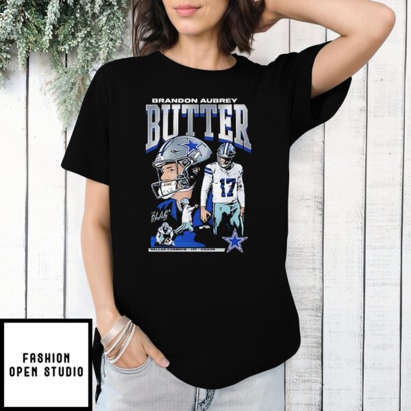 Brandon Aubrey #17 Kicker Butter Dallas Cowboys T-Shirt