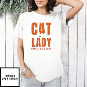 Cat Lady Harris Walz 2024 Halloween T Shirt 1