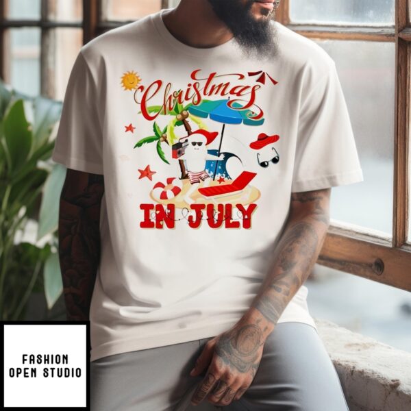 Christmas In July Summer Santa Light T-Shirt