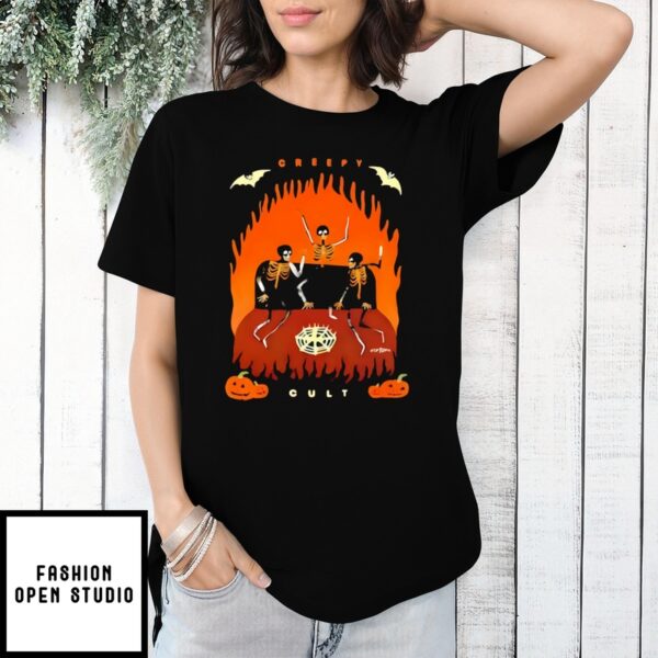 Creepy Cult Skeleton Halloween T-Shirt