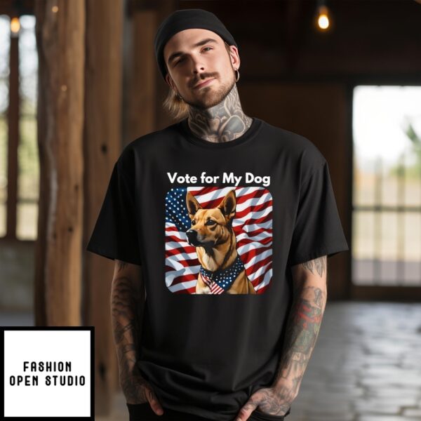 Custom Photo Vote For My Dog American Flag 2024 T-Shirt