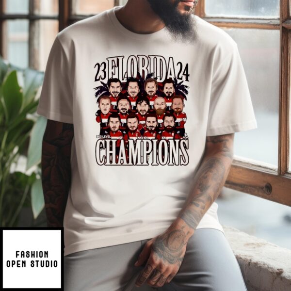 Florida Hockey Champions 23 24 All Team Caricature T-Shirt