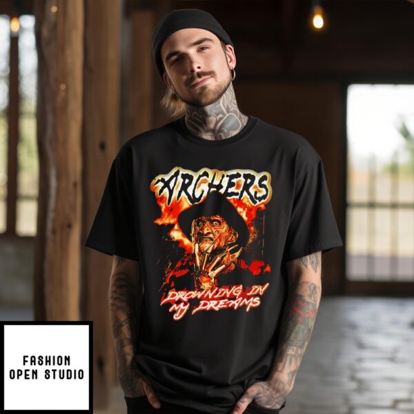 Freddy Krueger Archers Drowning In My Dreams Halloween 2024 T-Shirt