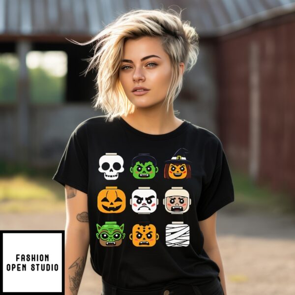 Halloween Building Brick Head Pumpkin Ghost Zombie Boys T-Shirt