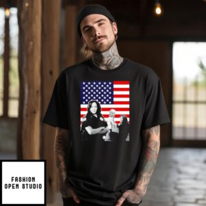 Kamala Harris Arresting Trump American Flag Retro T-Shirt