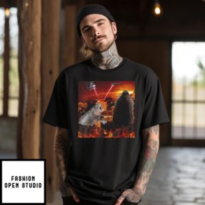 Moo Deng And Pesto Battle Destroy City Fire Scene T-Shirt