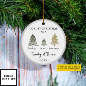 Our 1st Christmas Family Of Three Personalized Ornament