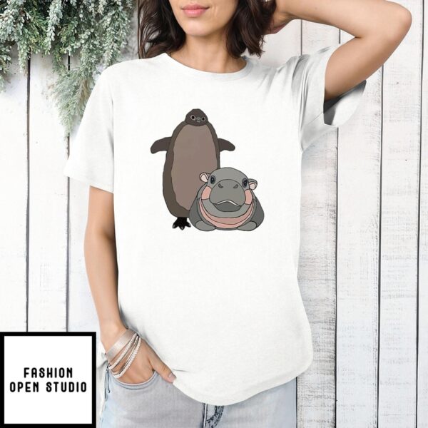 Pesto The Penguin And Moo Deng The Baby Hippo T-Shirt