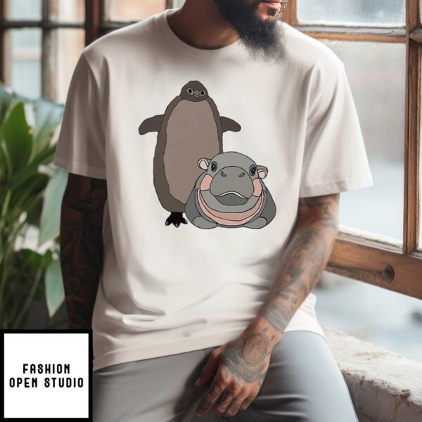 Pesto The Penguin And Moo Deng The Baby Hippo T-Shirt