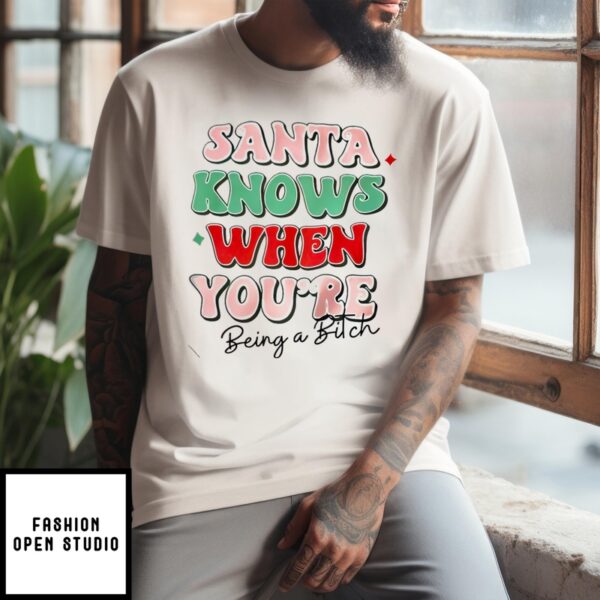 Santa Knows When You’Re Being A Bitch 2024 T-Shirt