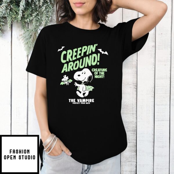 Snoopy and Woodstock Creepin’ Around Halloween T-Shirt