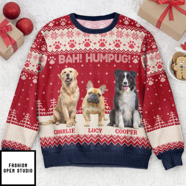 Bah Hum Pug Dog Lovers Personalized Ugly Sweater