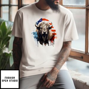 Bison American Flag 2024 T-Shirt