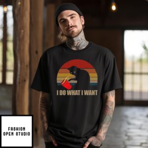 Black Cat I Do What I Want Retro 2024 T-Shirt