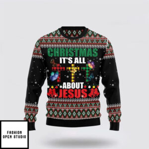 Butterfly All About Jesus Ugly Christmas Sweater