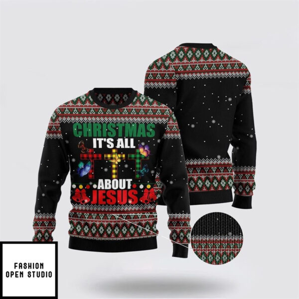 Butterfly All About Jesus Ugly Christmas Sweater