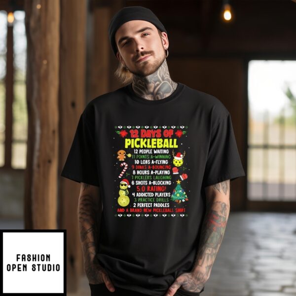 Christmas 12 Days Of Pickleball T-Shirt