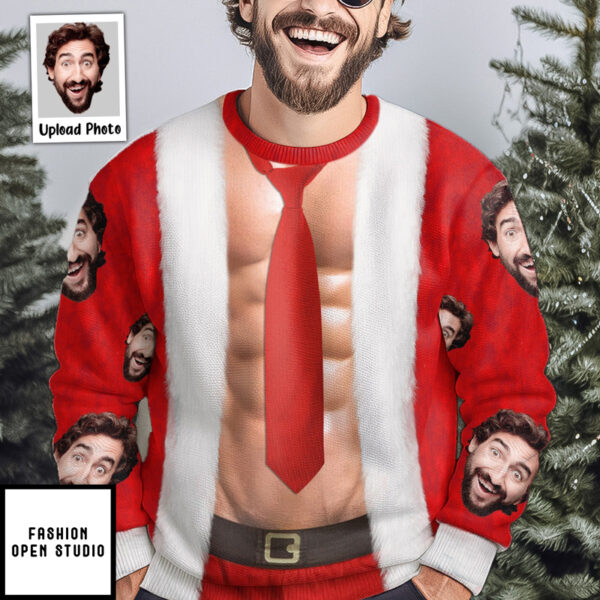 Christmas Sweater Abs-olutely Hilarious Personalized Photo Ugly Sweater