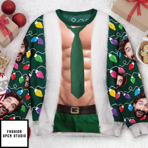 Christmas Sweater Abs-olutely Hilarious Personalized Photo Ugly Sweater