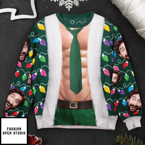 Christmas Sweater Abs-olutely Hilarious Personalized Photo Ugly Sweater