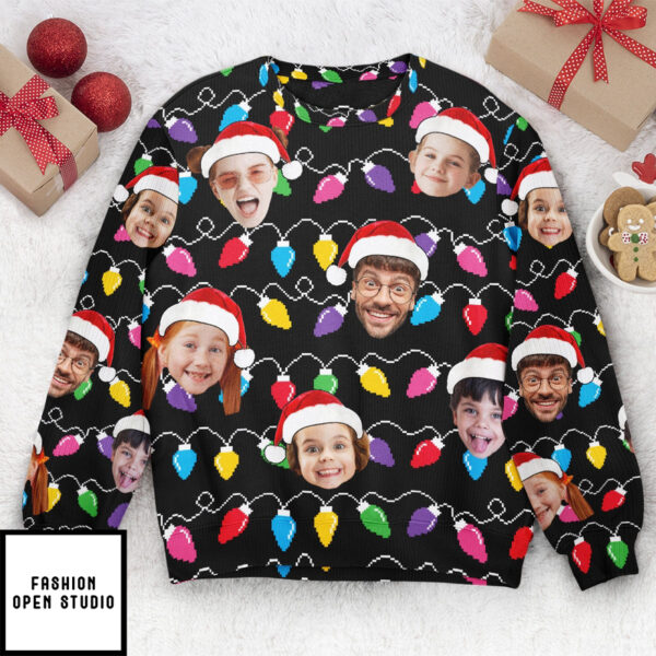 Custom Face Christmas Family Silly Xmas Leds Personalized Photo Ugly Sweater