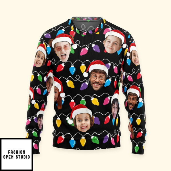 Custom Face Christmas Family Silly Xmas Leds Personalized Photo Ugly Sweater