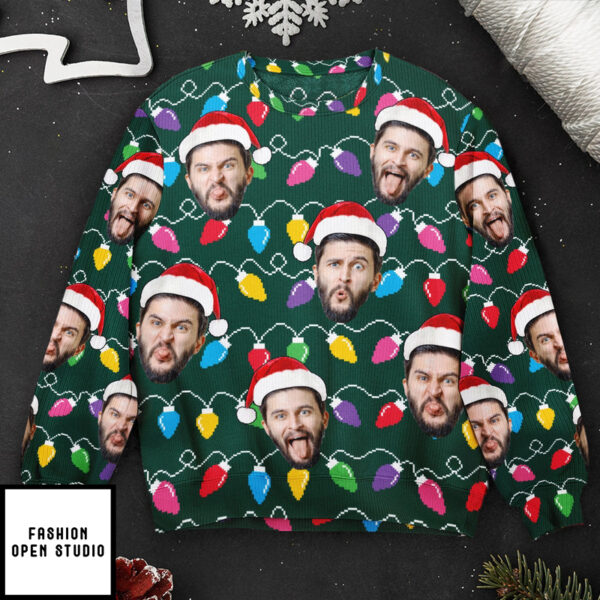 Custom Face Funny Christmas Silly Leds Light Personalized Photo Ugly Sweater