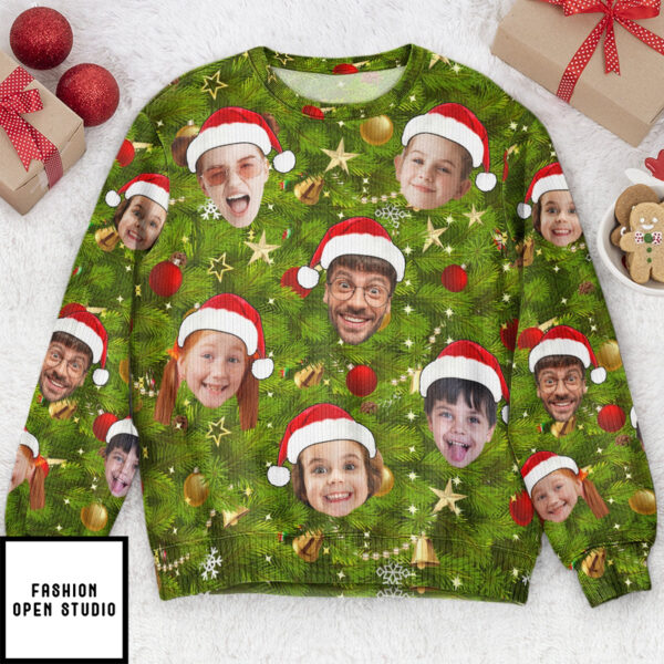 Custom Face I Am A Stupid Christmas Tree Stupid Personalized Photo Ugly Sweater