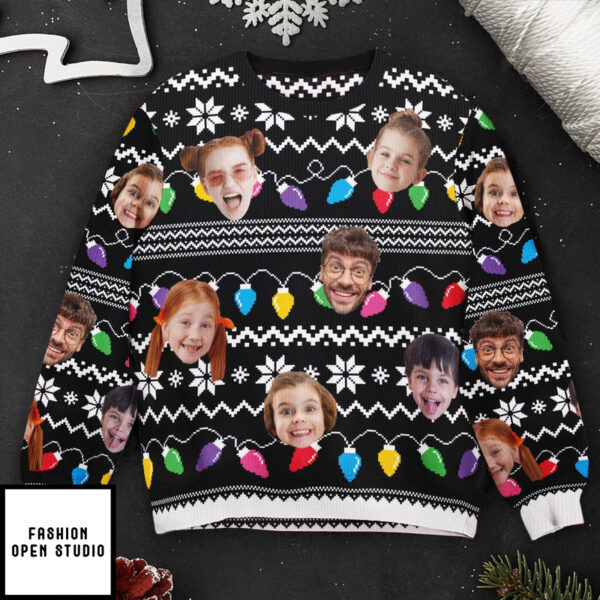 Custom Faces Funny Christmas Lights Personalized Ugly Sweater