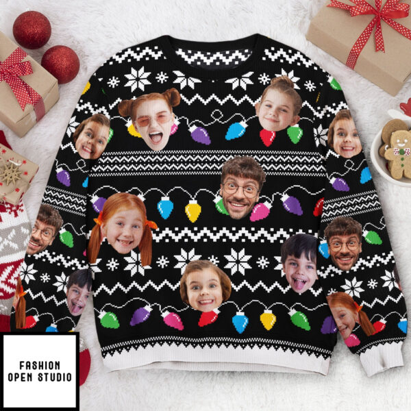 Custom Faces Funny Christmas Lights Personalized Ugly Sweater