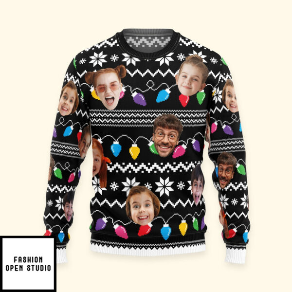 Custom Faces Funny Christmas Lights Personalized Ugly Sweater