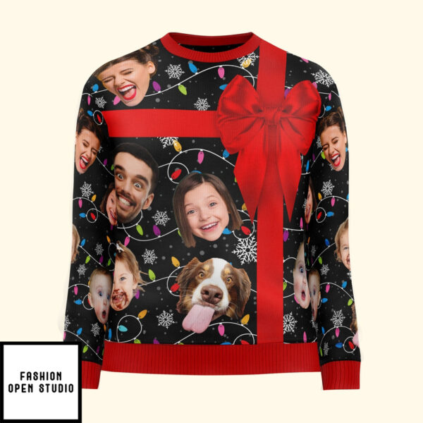 Custom Funny Face I Am Your Christmas Present Personalized Photo Ugly Sweater